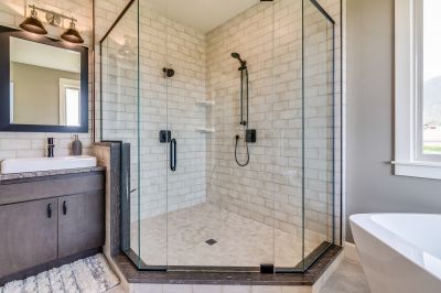 Contemporary Shower with Glass Door